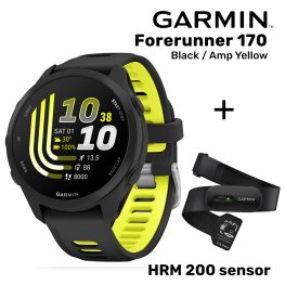 GARMIN Forerunner 170, Black/Amp Yellow + HRM 200 Sensor sportinis laikrodis