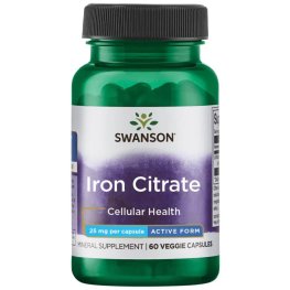 SWANSON Iron Citrate - Active Form 25 mg 60 Vegan Caps maisto priedas