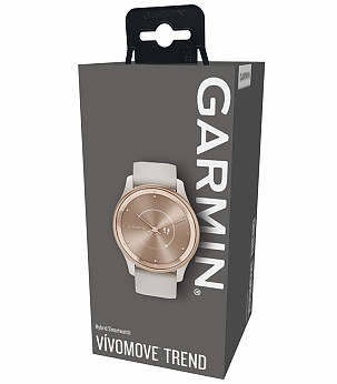 GARMIN Vivomove Trend Peach Gold Stainless Steel with White Cream Case and Silicone Band sportinis laikrodis