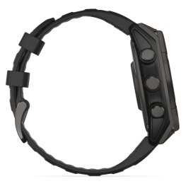 GARMIN Fenix 8 47 mm, Solar, Sapphire Carbon Gray DLC Titanium with Black/Pebble Gray Silicone sportinis laikrodis