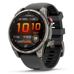 GARMIN fēnix® 8 Pro – 47 mm, AMOLED, Sapphire, Titanium with Graphite/black silicone band sportinis laikrodis