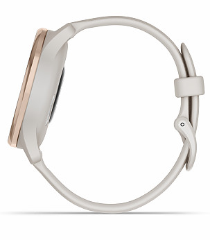 GARMIN Vivomove Trend Peach Gold Stainless Steel with White Cream Case and Silicone Band sportinis laikrodis