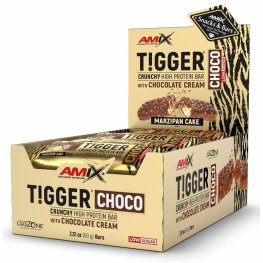 AMIX TiggerZero CHOCO Protein Bar 20x60g, Marzipan Cake sportinė mityba