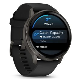 GARMIN Venu 4 - 45mm, Slate with Black Silicone Band sportinis laikrodis