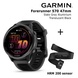 GARMIN Forerunner 570 - 47mm, Slate Gray Aluminium with Translucent Black/ Black Band Спортивные часы