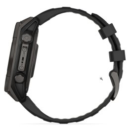 GARMIN Fenix 8 47 mm, Solar, Sapphire Carbon Gray DLC Titanium with Black/Pebble Gray Silicone sportinis laikrodis