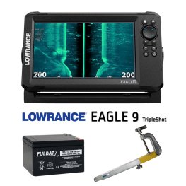LOWRANCE Eagle 9 TripleShot™ ROW + 12V 20Ah battery + sonar mount Runos echolotas