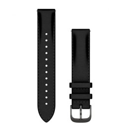 GARMIN Quick Release Band 18mm, Black Leather with Brushed Slate Hardware priedas