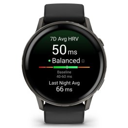 GARMIN Venu 4 - 45mm, Slate with Black Silicone Band sportinis laikrodis