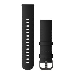 GARMIN Quick Release Band 22mm, Black Leather with Brushed Slate Hardware priedas