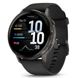 GARMIN Venu 4 - 45mm, Slate with Black Silicone Band sportinis laikrodis