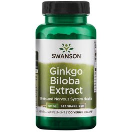 SWANSON Ginkgo Biloba Extract - Standardized 120 mg 100 Vegan Caps maisto priedas