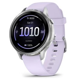 GARMIN Venu 4 - 41mm, Silver with Periwinkle Silicone Band sportinis laikrodis