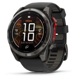 GARMIN fēnix® 8 Pro – 51 mm, MicroLED Sapphire, Carbon grey DLC titanium with Black/pebble band sportinis laikrodis