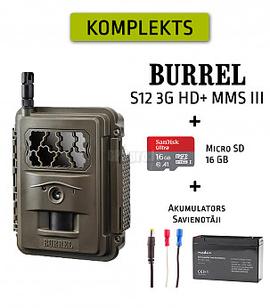 BURREL S12 HD+ MMS III + SD 16GB + Akumulators + Savienotāji miško kamera
