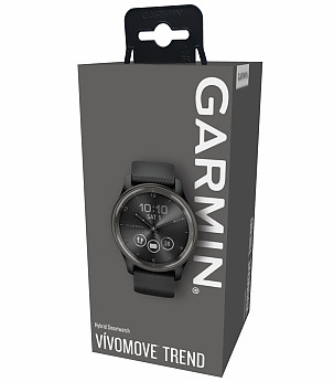 GARMIN Vivomove Trend Slate Stainless Steel with Black Case and Silicone Band sportinis laikrodis