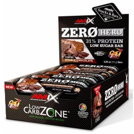 AMIX Low-Carb ZeroHero® Protein Bar 15x65g, Double Chocolate sportinė mityba