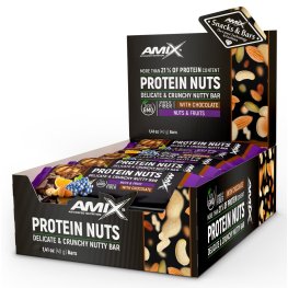 AMIX Protein Nuts Crunchy Nutty Bar 15x40g, Nuts & Fruits sportinė mityba