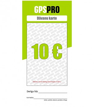 GPSPRO Dāvanu Karte 10 Euro vērtībā вovanų kortelė