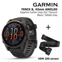 GARMIN Fenix 8 43 mm, AMOLED, Sapphire Carbon + HRM 200 Sensor Спортивные часы