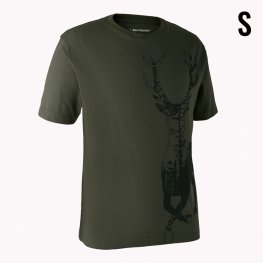 DEERHUNTER T-shirt with Deer in bark green colour, size S rūbai