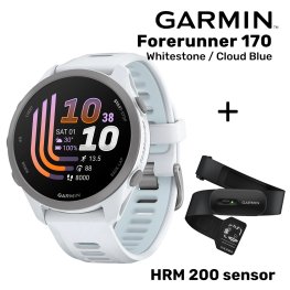 GARMIN Forerunner 170, Whitestone/Cloud Blue + HRM 200 Sensor sportinis laikrodis