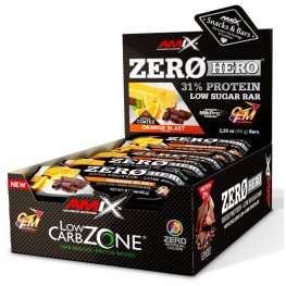 AMIX Low-Carb ZeroHero® Protein Bar 20x65g, Orange Blast sportinė mityba