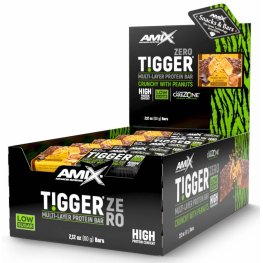 AMIX TiggerZero Multi-Layer Protein Bar 20x60g, Peanut Butter Cake sportinė mityba