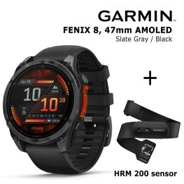 GARMIN Fenix 8 47 mm, AMOLED, Slate Gray + HRM 200 Sensor Спортивные часы