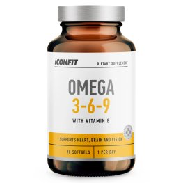 ICONFIT Omega 3, 6 & 9 with Vitamin E. Softgel 1000mg, N90 maisto priedas