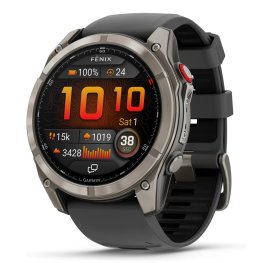 GARMIN fēnix® 8 Pro – 51 mm, AMOLED, Sapphire, Titanium with Graphite/black silicone band sportinis laikrodis