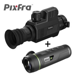 PIXFRA CHIRON C425LRF thermal scope + Mile 2 PFI-M215 thermal camera termovizoriai taikiklis